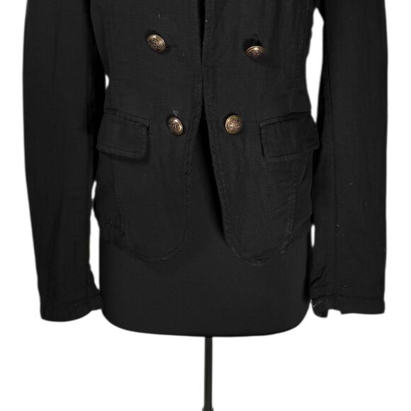 Free People Women's Blazer Black Double Breasted Gold Button Military Jacket M - Picture 6 of 9